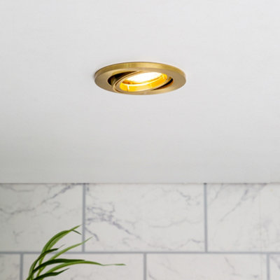 Litecraft 2 Pack Satin Brass Modern IP20 Fire Rated Adjustable Downlights