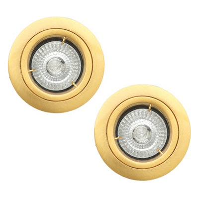 Litecraft 2 Pack Satin Brass Modern IP20 Fire Rated Fixed Downlights