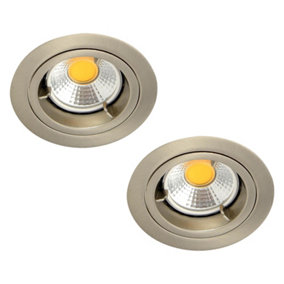 Litecraft 2 Pack Satin Chrome Modern IP20 Fire Rated Fixed Downlights