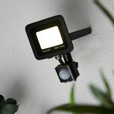 Litecraft 2 Pack Stanley Slimline Black 10 Watt LED IP65 Outdoor Wall Flood Light with PIR Sensor