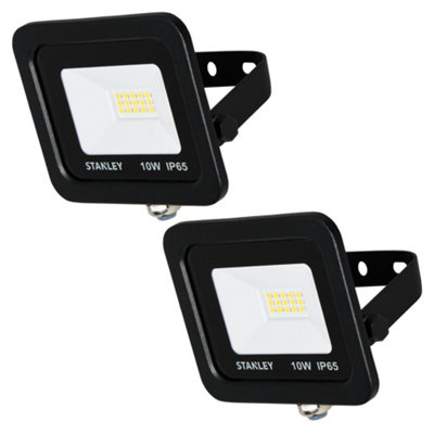 Litecraft 2 Pack Stanley Slimline Black 10 Watt LED IP65 Outdoor Wall Flood Light