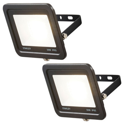 Litecraft 2 Pack Stanley Slimline Black 30 Watt LED IP65 Outdoor Wall Flood Light