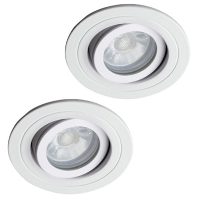 Litecraft 2 Pack White 1 Lamp Modern IP65 Circular Tiltable Bathroom Downlights