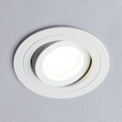Litecraft 2 Pack White 1 Lamp Modern IP65 Circular Tiltable Bathroom Downlights