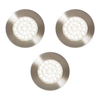 Litecraft 3 Pack Charles Satin Nickel Natural White Kitchen LED Recessed Under Cabinet Light