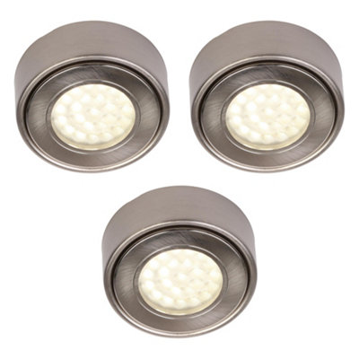 Litecraft 3 Pack Laghetto Satin Nickel Warm White Laghetto Kitchen LED Under Cabinet Light