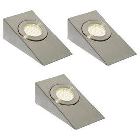 Litecraft 3 Pack Lago Satin Nickel Natural White Lago Kitchen LED Under Cabinet Light