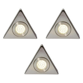 Litecraft 3 Pack Scott Satin Nickel Warm White Kitchen LED Under Cabinet Light