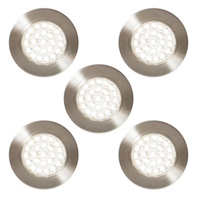 Litecraft 5 Pack Charles Satin Nickel Natural White Kitchen LED Recessed Under Cabinet Light