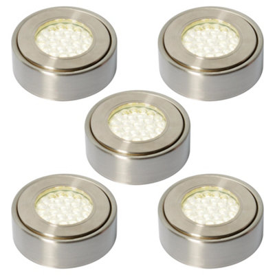Litecraft 5 Pack Laghetto Satin Nickel Natural White Laghetto Kitchen LED Under Cabinet Light