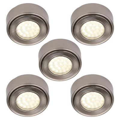 Litecraft 5 Pack Laghetto Satin Nickel Warm White Laghetto Kitchen LED Under Cabinet Light