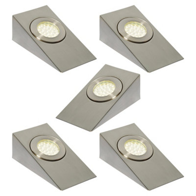 Litecraft 5 Pack Lago Satin Nickel Natural White Lago Kitchen LED Under Cabinet Light