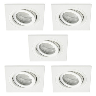 Litecraft 5 Pack White 1 Lamp Modern IP65 Square Tiltable Bathroom Downlights