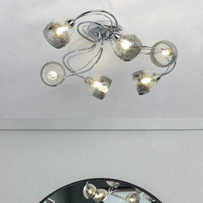 Litecraft 6 Light Chrome Modern Semi Flush Ceiling Light