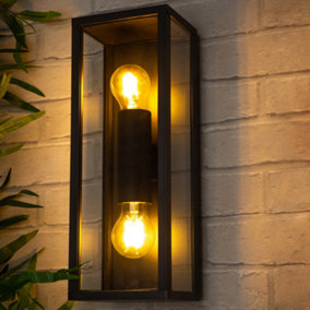 Litecraft Acrea Black 2 Lamp Outdoor Wall Light