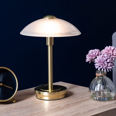 Litecraft Alasbaster Touch Satin Brass Table Lamp