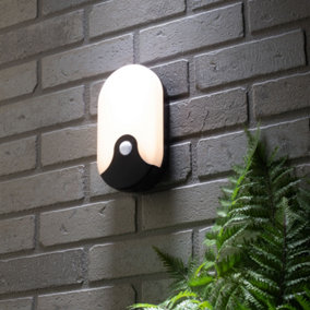 Litecraft Alford Black Oval Outdoor Wall Light with PIR Sensor