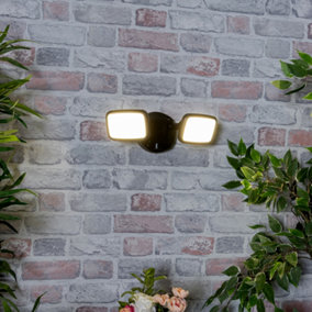 Litecraft Alma Black 2 Lamp Outdoor LED Wall Flood Light