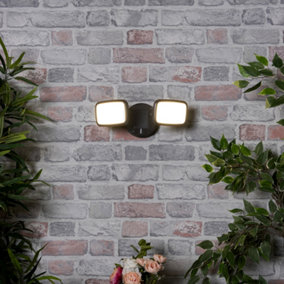 Litecraft Alma Dark Grey 2 Lamp Outdoor LED Wall Flood Light