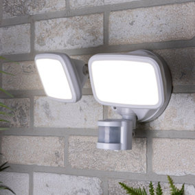 Litecraft Alma White 2 Lamp Outdoor Wall Light with PIR Sensor