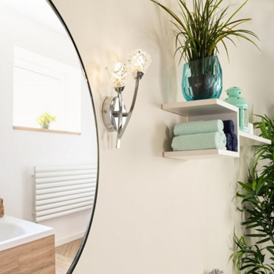 Litecraft Alula Chrome 2 Arm Swirly Bathroom Wall Light | DIY at B&Q