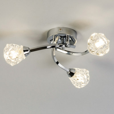 Litecraft Alula Chrome 3 Arm Bathroom Ceiling Light