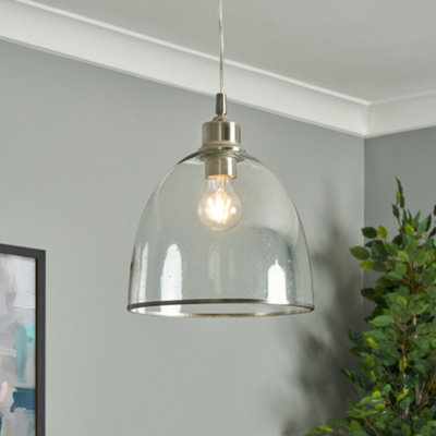 Litecraft Anwar Satin Nickel Ceiling Pendant with Glass Shades