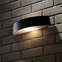 Litecraft Archie Black Curved Up and Down Outdoor Wall Light