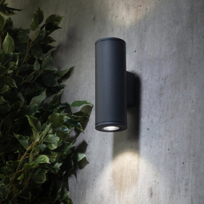 Litecraft Argo Anthracite LED Up and Down Outdoor Wall Light | DIY at B&Q