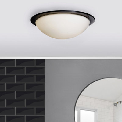 Litecraft Arwel Matte Black LED Flush Bathroom Ceiling Light