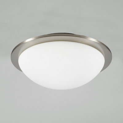 Litecraft Arwel Satin Nickel LED Flush Bathroom Ceiling Light