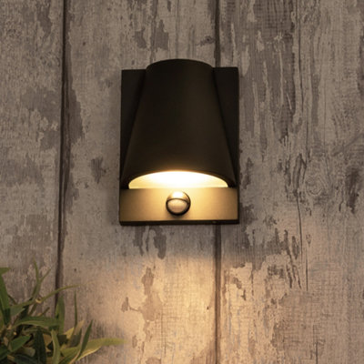 Blooma Parksville Matt Charcoal grey LED PIR Motion sensor Outdoor