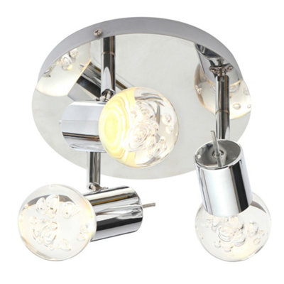 Litecraft Ayston Bubble 3 Light LED Ceiling Spotlight Plate - Chrome