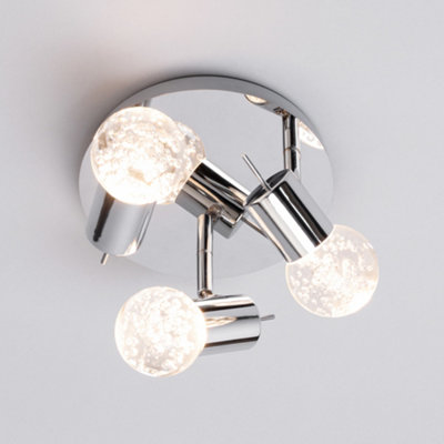 Litecraft Ayston Bubble 3 Light LED Ceiling Spotlight Plate - Chrome