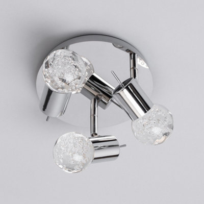 Litecraft Ayston Bubble 3 Light LED Ceiling Spotlight Plate - Chrome