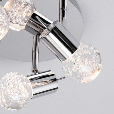 Litecraft Ayston Bubble 3 Light LED Ceiling Spotlight Plate - Chrome