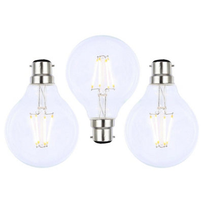 Litecraft B22 4W Pack of 3 Warm White Vintage Filament Globe LED Light ...