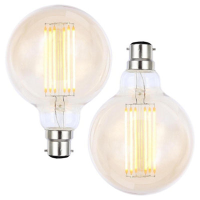 Litecraft B22 6W Pack of 2 Gold Tint Warm White Vintage Filament Globe ...