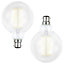 Litecraft B22 6W Pack of 2 Warm White Vintage Filament Globe LED Light Bulbs