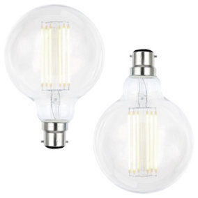Litecraft B22 6W Pack of 2 Warm White Vintage Filament Globe LED Light Bulbs