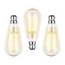 Litecraft B22 6W Pack of 3 Gold Tint Warm White Vintage Filament Tear Drop LED Light Bulbs