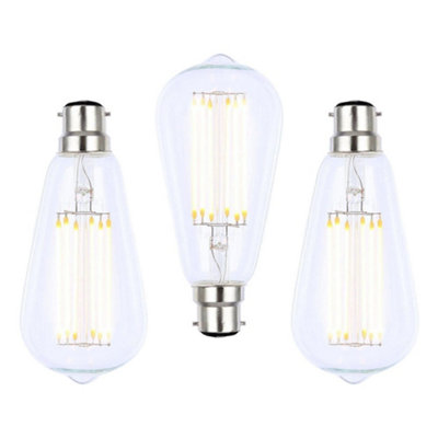 Litecraft B22 6W Pack of 3 Warm White Vintage Filament Tear Drop LED ...