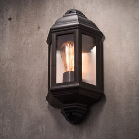 Litecraft Bangor Black 1 Lamp Outdoor Lantern Wall Light