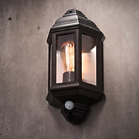 Litecraft Bangor Black Outdoor Wall Light with PIR Sensor