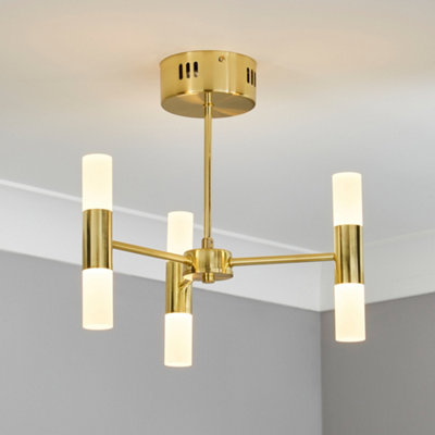 Litecraft Bernie Brass 6 Lamp LED Tube Ceiling Light