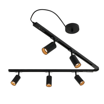 Litecraft Bexley Black 1.8m 5 Head Track Light Kit