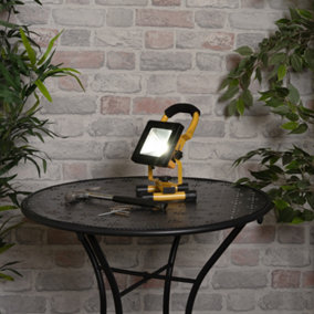 Litecraft Black and Yellow Industrial Slimline Outdoor 10W Battery Operated LED Work Light