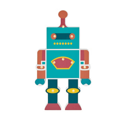 Litecraft Blue Robot Glow Kids LED Table Lamp or Wall Light