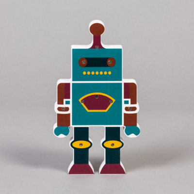 Litecraft Blue Robot Glow Kids LED Table Lamp or Wall Light