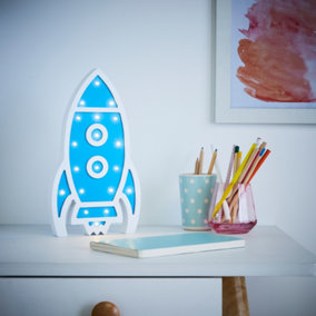 Litecraft Blue Rocket Glow Kids LED Table Lamp